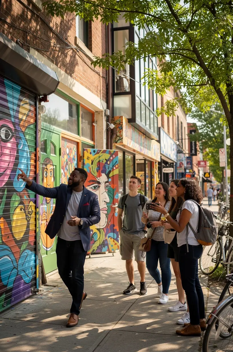 Local guide sharing insights with travelers in a city